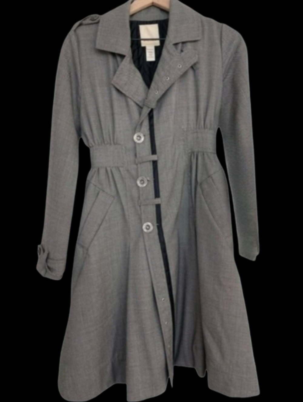 Diesel Belted Trenchcoat Waist Cinch S Black White Tweed Trench Coat Belt Jacket